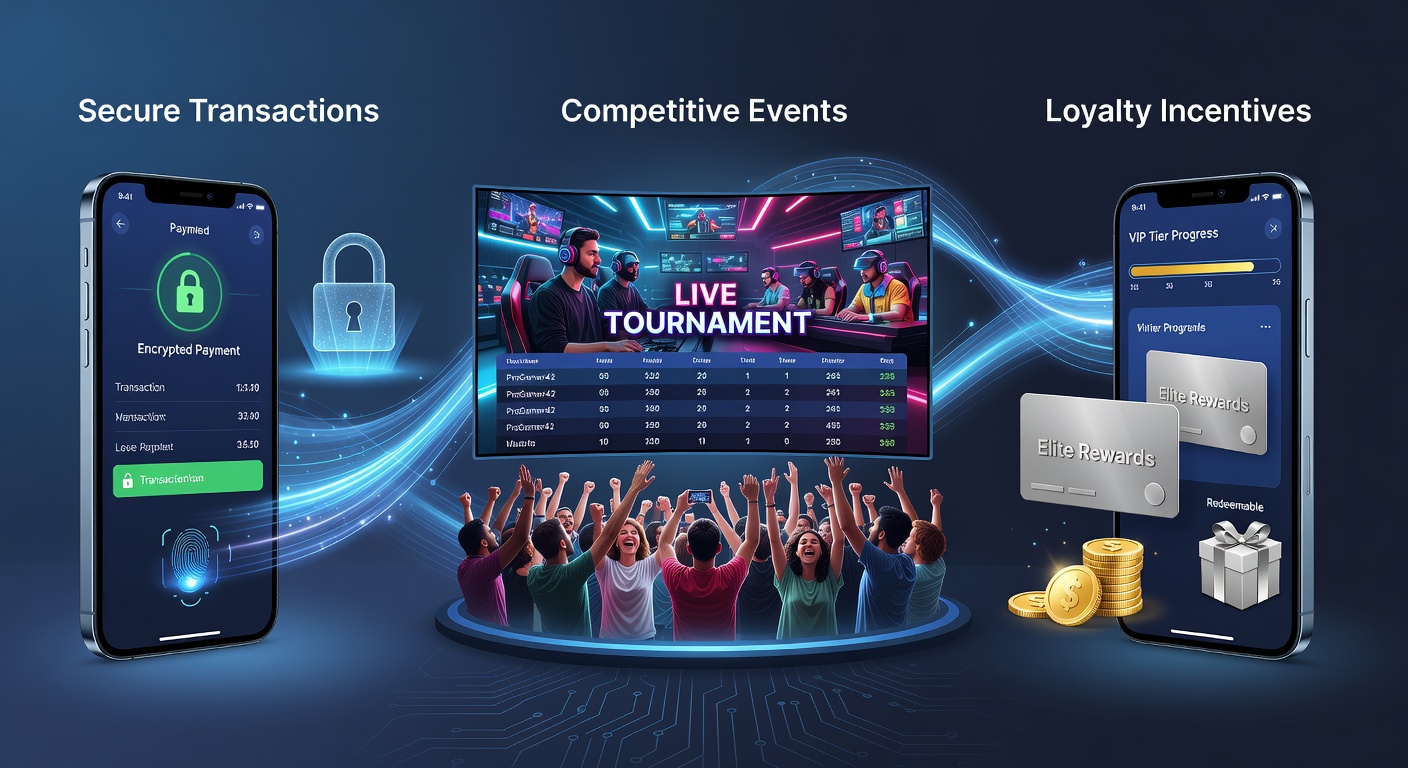Secure transaction interfaces displayed across mobile and live gaming platform dashboards