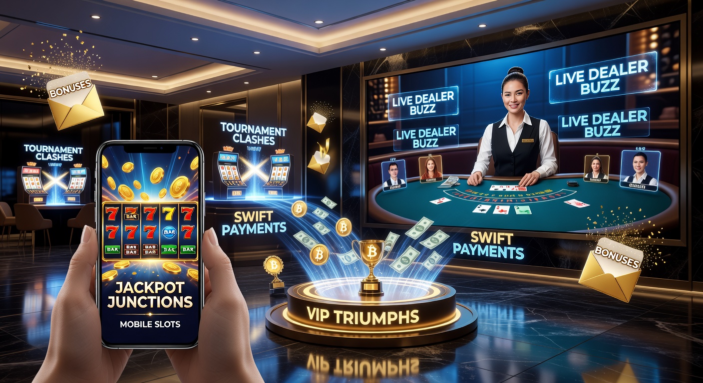 Vibrant mobile slot screen showing live dealer interaction with jackpot counters ticking up in real time