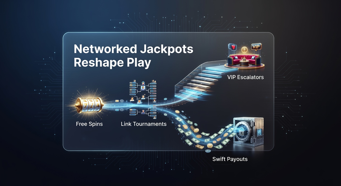 Vibrant online slot screen displaying networked jackpot meters rising in real-time alongside tournament leaderboards and VIP progress bars