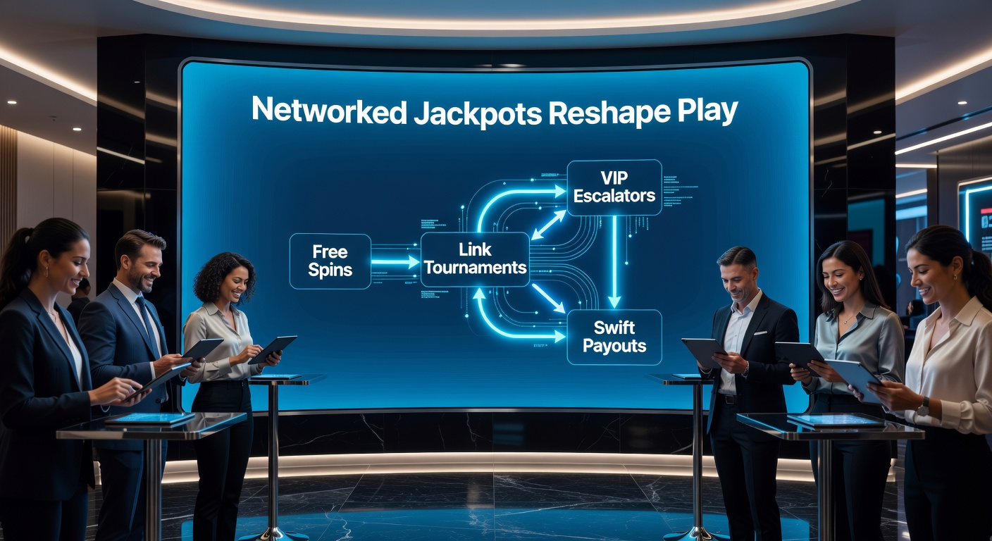 Dynamic casino dashboard illustrating free spin activations connecting to VIP tier climbs, tournament standings, and rapid payout notifications