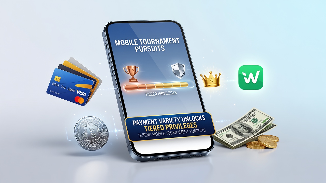 Mobile tournament interface showing various payment options and tier progression indicators
