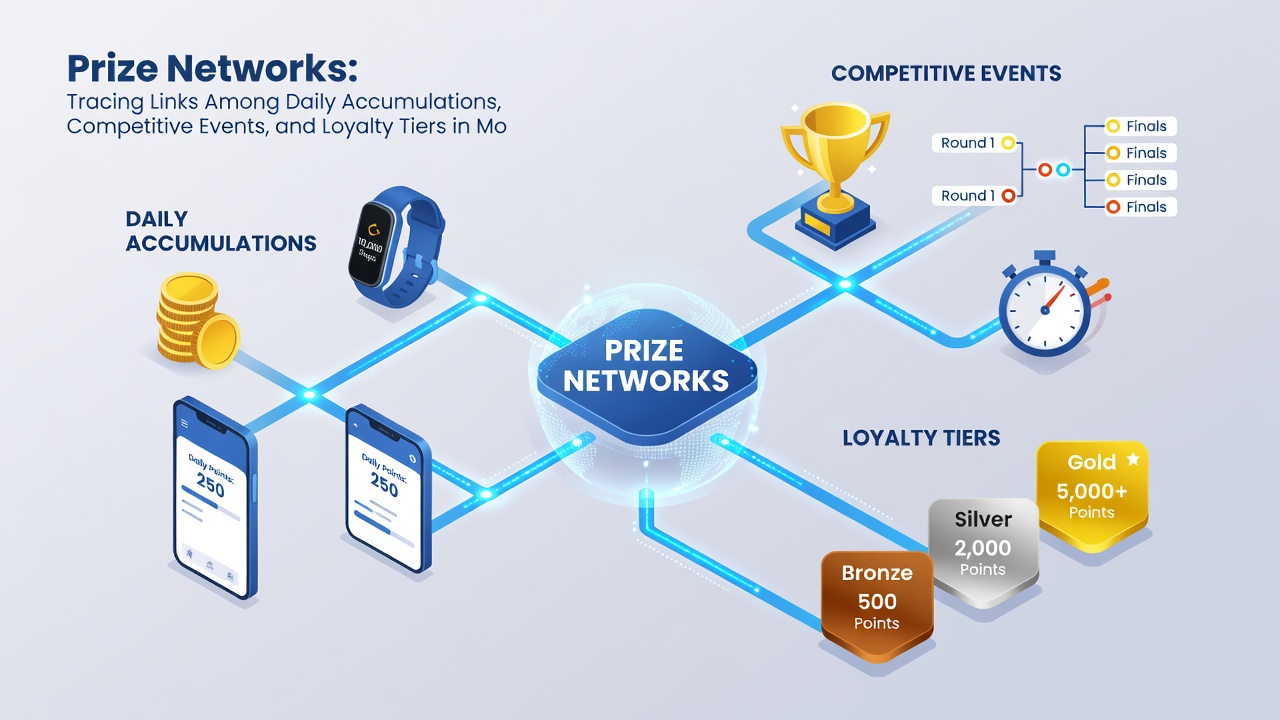 Diagram illustrating how loyalty tiers modify daily reward values and tournament eligibility in mobile platforms