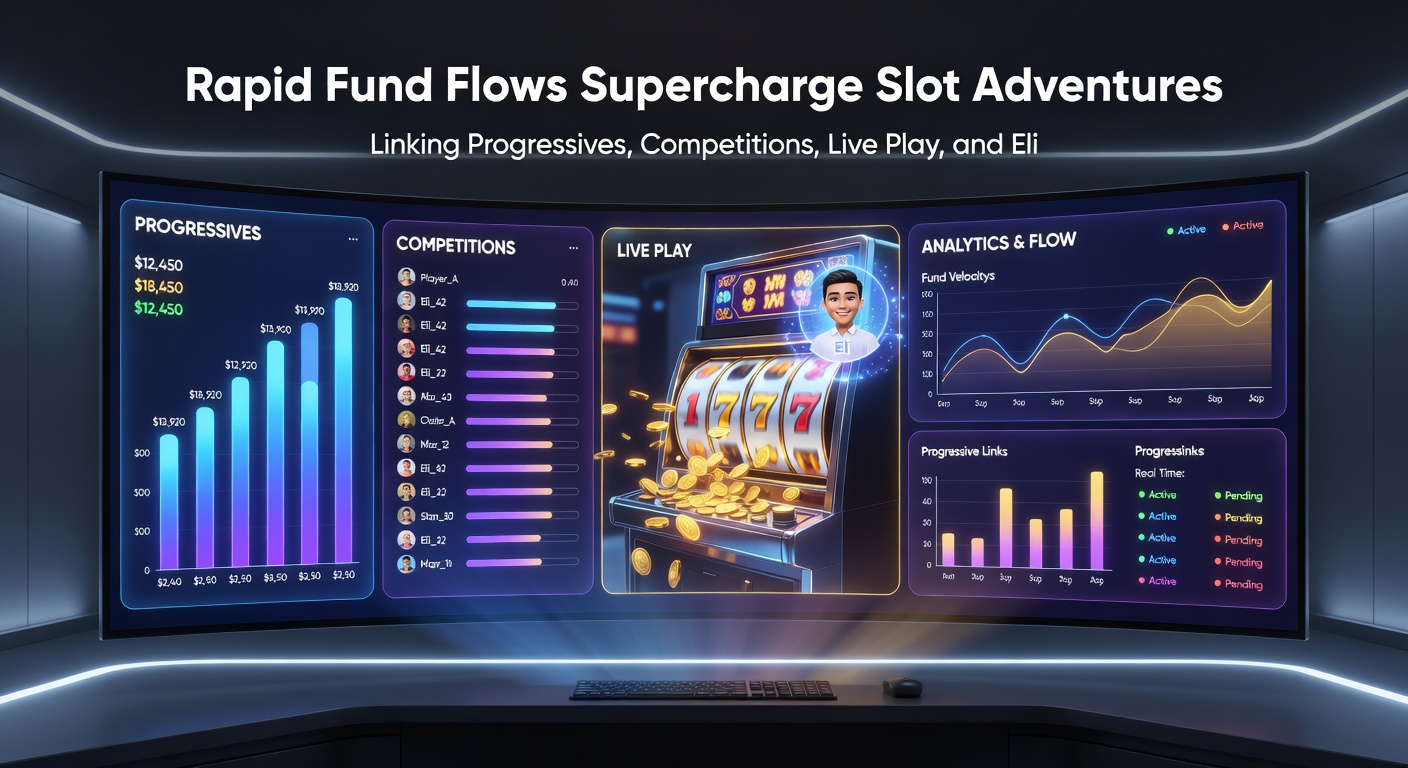 Vibrant scene of slot tournament leaderboard racing upward, players depositing via phone for quick entry, live chat buzzing, progressive bars filling, and VIP crowns emerging at the top