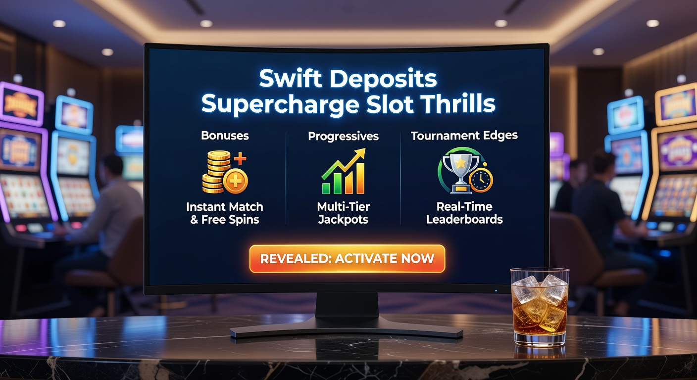 Dynamic graphic of a smartphone screen showing a slot tournament leaderboard with rising progressive meters and deposit confirmation popping up instantly