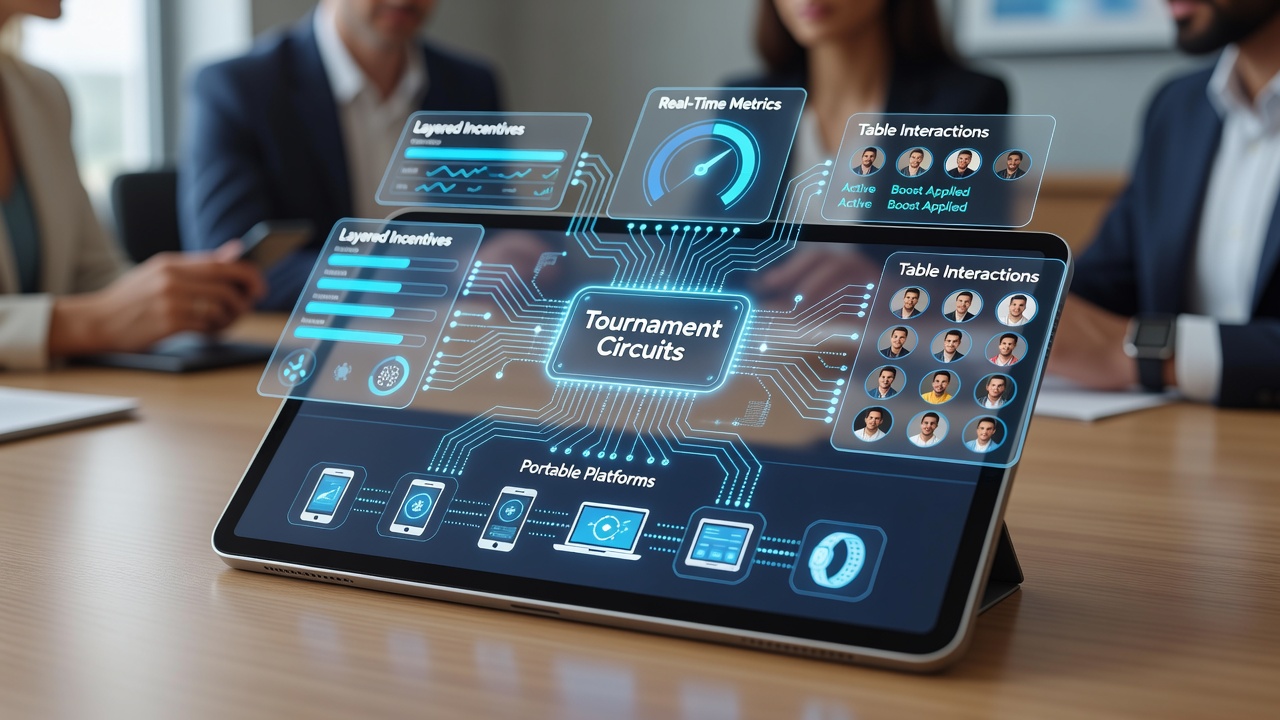 Portable device screen capturing layered incentives activating during a live table tournament round